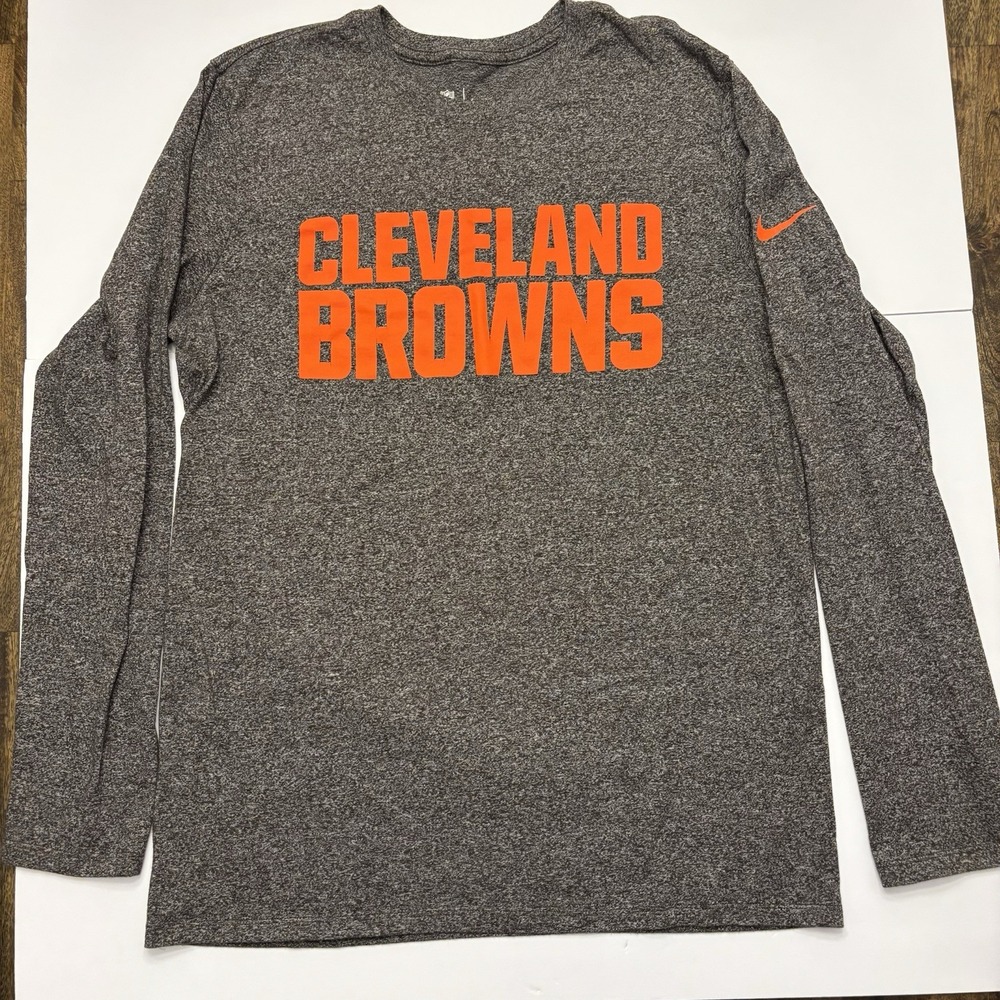 Cleveland Browns‎ NFL Team Apparel Nike Tee Long Sleeve Shirt Men L Brown Orange